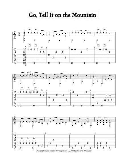 Go, Tell It on the Mountain (For Fingerstyle Guitar Tuned CGDGAD) (arr. Ellsworth McMeen)