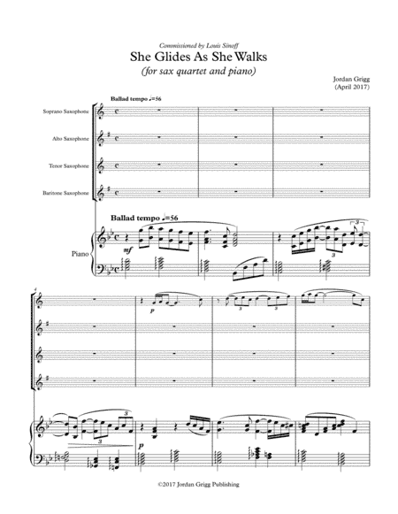 She Glides As She Walks (for sax quartet and piano)