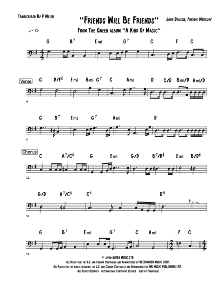 Friends Will Be Friends (arr. Accubass)