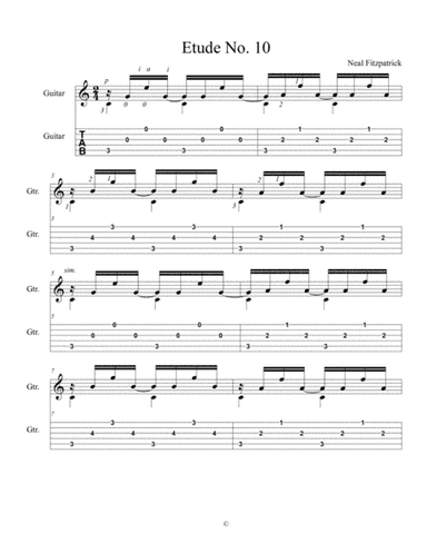 Etude No.10 For Guitar by Neal Fitzpatrick-Tablature Edition