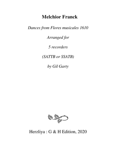 Dances from Flores musicales 1610 (arrangements for 5 recorders) (arr. Gil Garty)