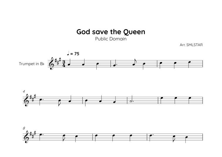 God Save the Queen Trumpet Tutorial and Sheet Music (arr. SMLStar)