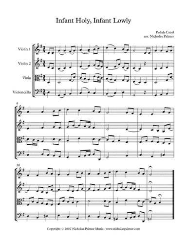 Infant holy, infant lowly - easy string quartet (arr. Nicholas Palmer)