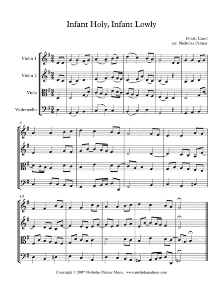 Infant holy, infant lowly - easy string quartet (arr. Nicholas Palmer)