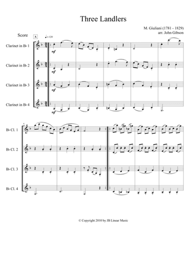 Three Landlers (Waltzes) for Clarinet Quartet (arr. John Gibson)