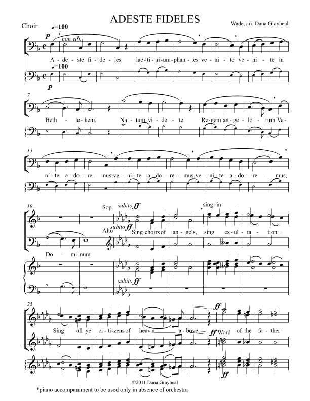 Adeste Fideles (O Come, All Ye Faithful) (arr. Dana Graybeal)