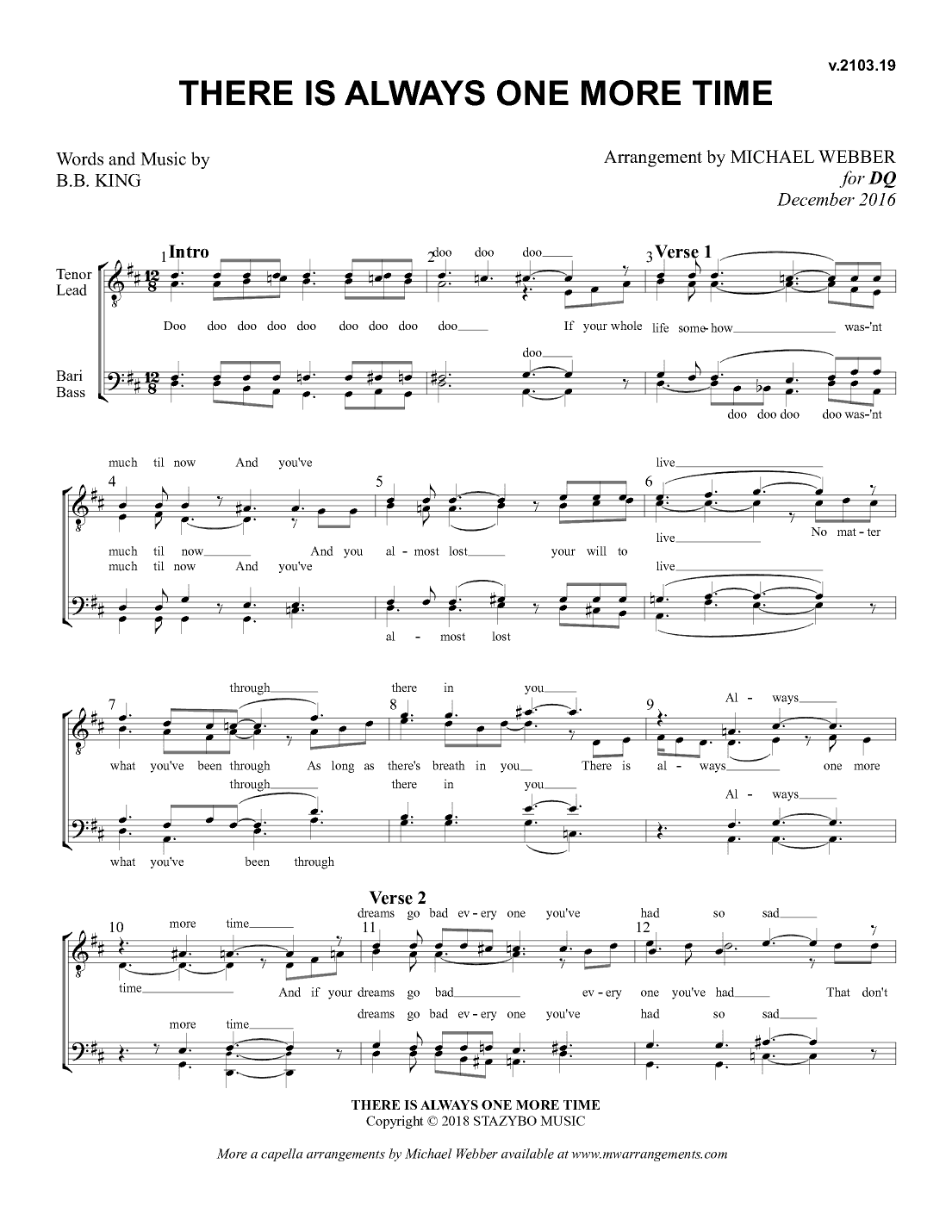 There Is Always One More Time (arr. Michael Webber)