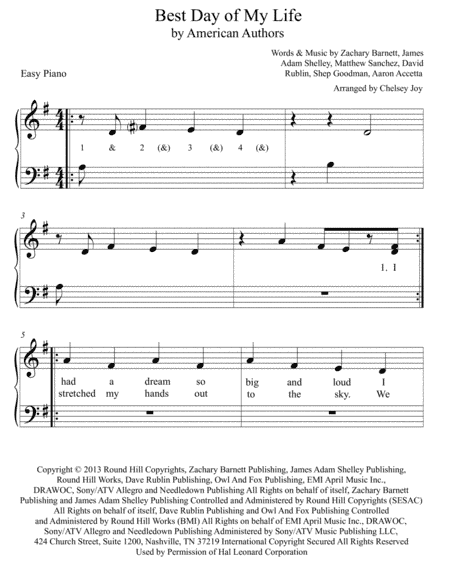 Best Day Of My Life (arr. Chelsey Joy)