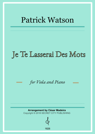 Je Te Laisserai Des Mots (arr. César Madeira)