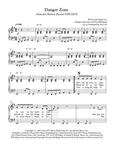 Danger Zone  from the Motion Picture TOP GUN (arr. Joe Cox)