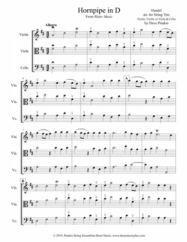 Handel's Hornpipe in D for String Trio (arr. Dave Prudon)