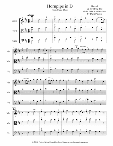 Handel's Hornpipe in D for String Trio (arr. Dave Prudon)