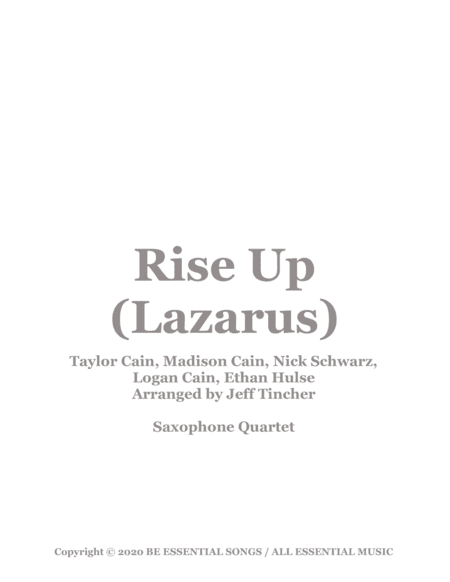 Rise Up (lazarus) (arr. Jeff Tincher)