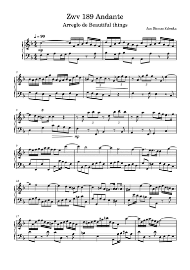 Zwv 189 Andante-Jan Dismas Zelenka (arr. Beautiful things)