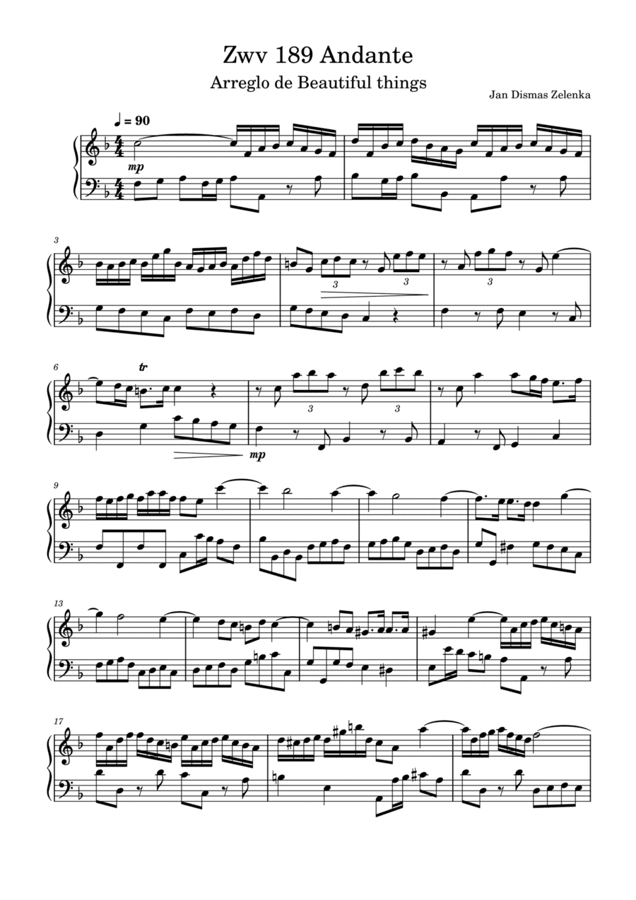 Zwv 189 Andante-Jan Dismas Zelenka (arr. Beautiful things)