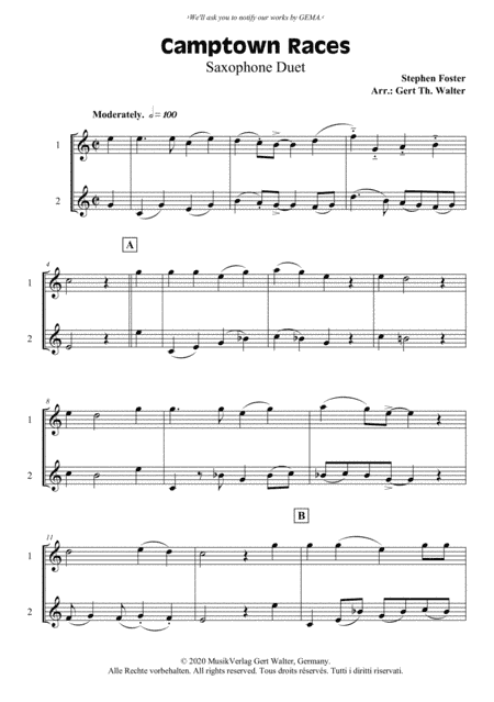 Camptown Races (arr. Gert Th. Walter)