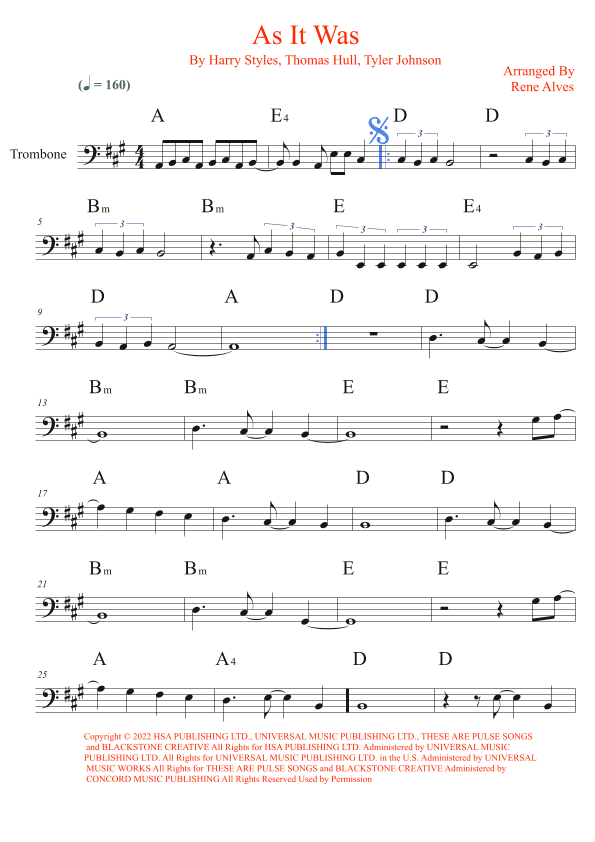 As It Was (arr. Rene Alves)