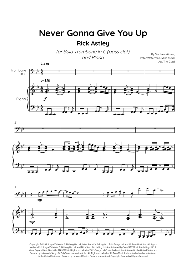 Never Gonna Give You Up (arr. Tim Curd)