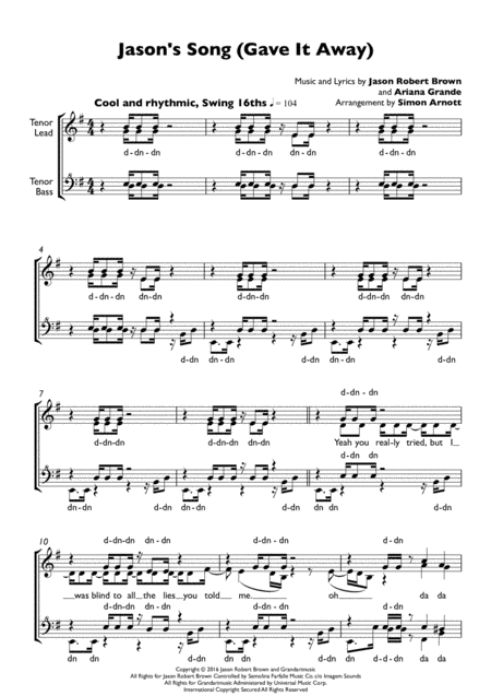 Jason's Song (gave It Away) (arr. Simon Arnott)