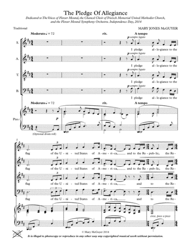 The Pledge of Allegiance for S.A.T.B & Piano