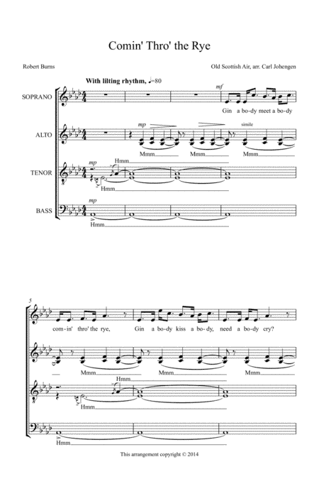 Comin' Thro' the Rye, arr. Carl Johengen (arr. Carl Johengen)