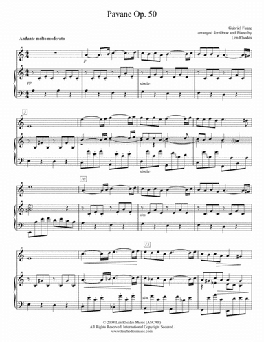 Fauré - Pavane op.50,  for Oboe and Piano (arr. Len Rhodes)