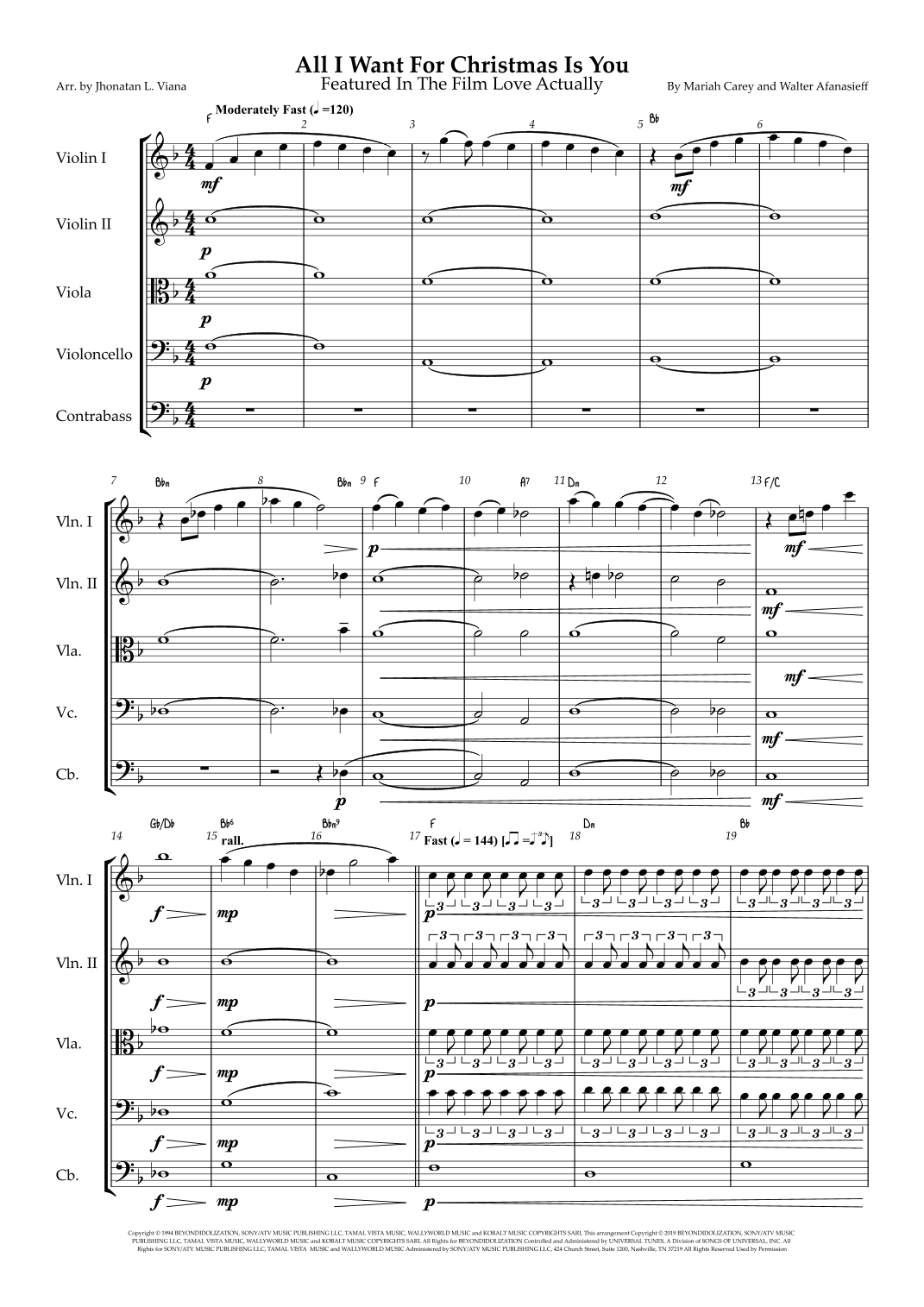 All I Want For Christmas Is You (arr. Jhonatan Lucio Viana)