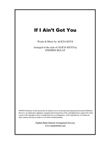 If I Ain't Got You (arr. Stephen Bulat)