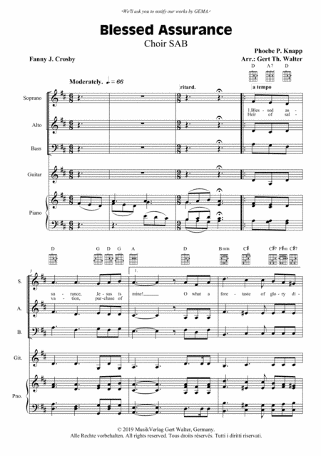 Blessed Assurance (arr. Gert Th. Walter)
