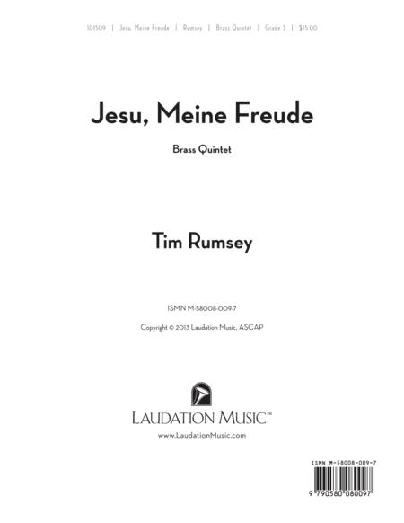 Jesu, Meine Freude (arr. Tim Rumsey)