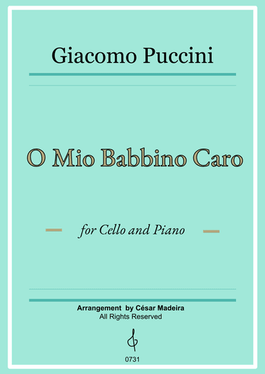 O Mio Babbino Caro by Puccini - Cello and Piano (Full Score) (arr. César Madeira)