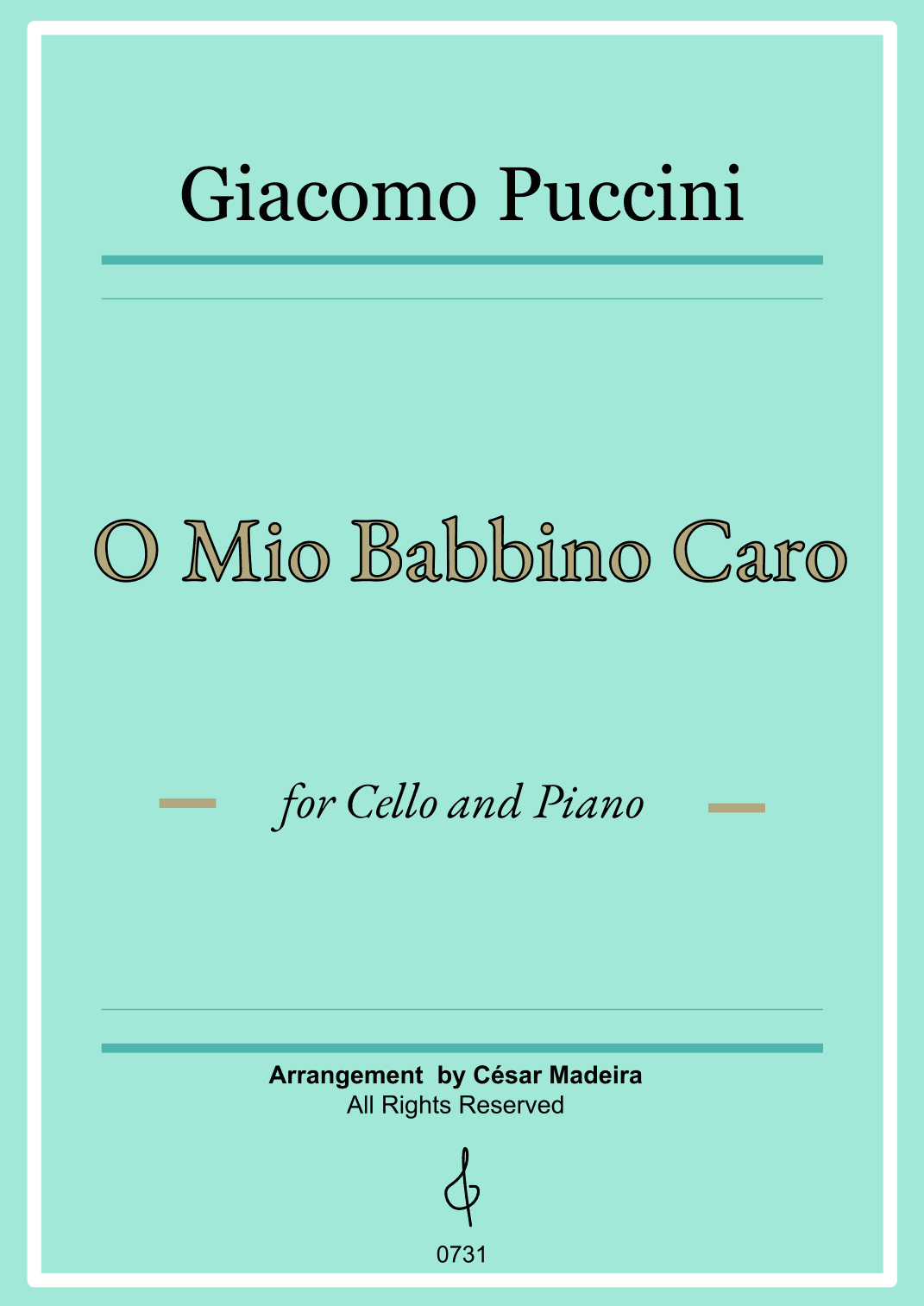 O Mio Babbino Caro by Puccini - Cello and Piano (Full Score) (arr. César Madeira)