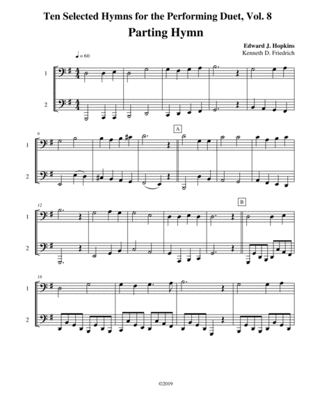 Ten Selected Hymns for the Performing Duet, Vol. 8 - trombone (euphonium) and bass trombone (tuba) (arr. Kenneth D. Friedrich)
