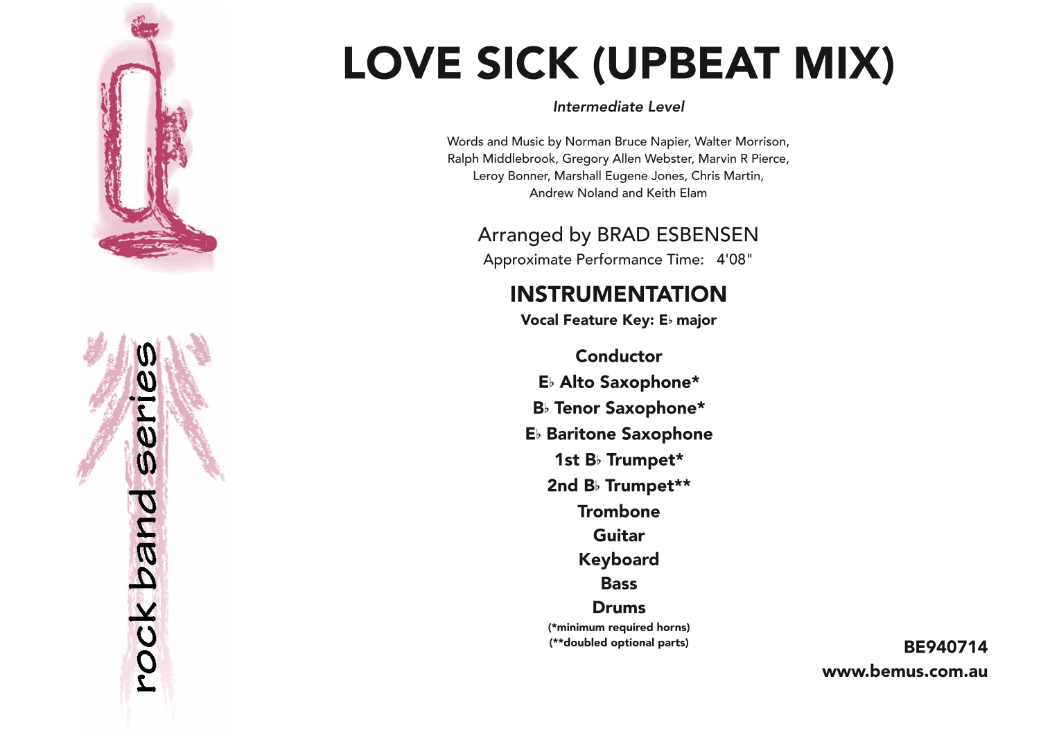 Love Sick Upbeat Mix (arr. Brad Esbensen)
