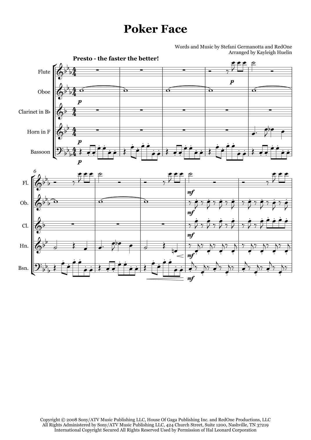Poker Face (arr. Kayleigh Huelin)