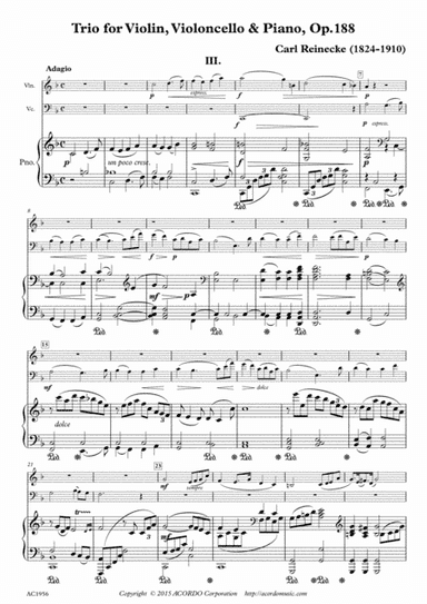 Adagio from Trio for Violin, Violoncello & Piano, Op.188 (arr. Mikio Kamada)