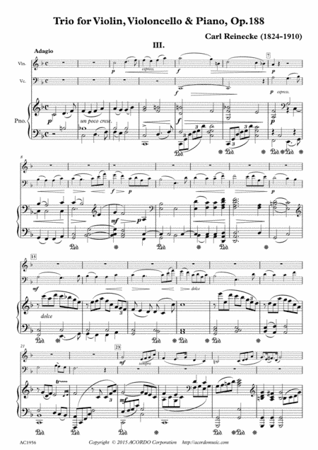 Adagio from Trio for Violin, Violoncello & Piano, Op.188 (arr. Mikio Kamada)