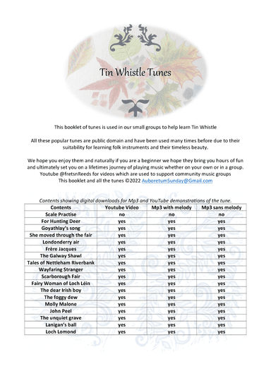 Tin Whistle Tunes -1 (arr. Cliff Stanton)