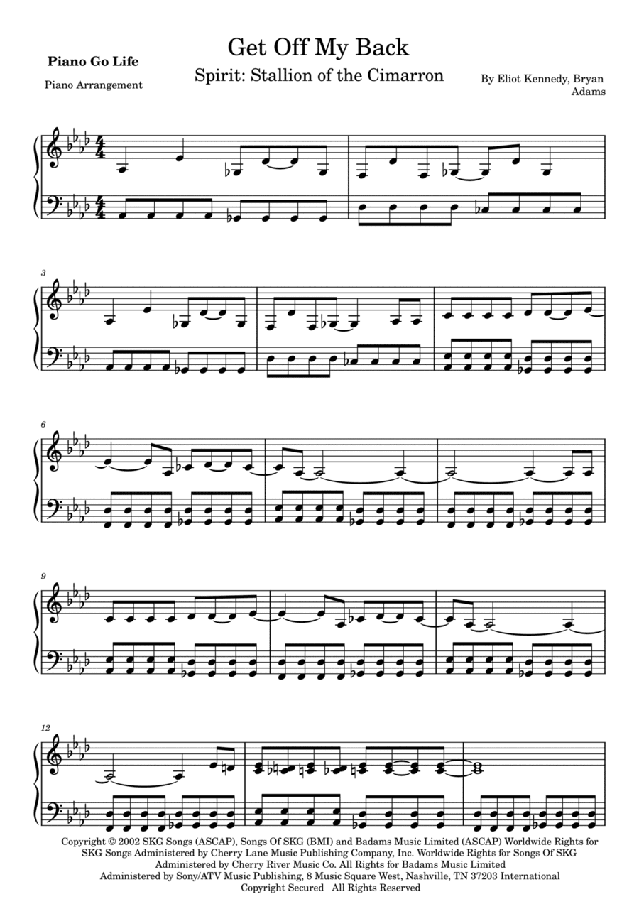 Get Off My Back (arr. Piano Go Life)