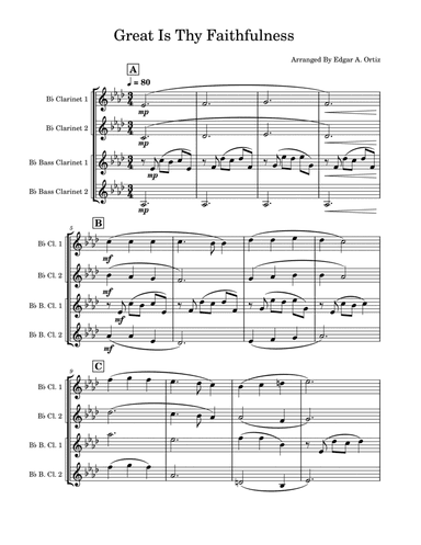 Great Is Thy Faithfulness (For Clarinet Quintet) (arr. Edgar A. Ortiz)
