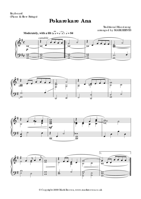 Pokarekare Ana (arr. Mark Reeves)