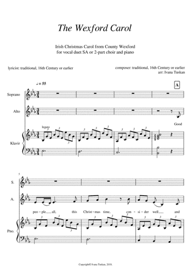 The Wexford Carol for SA and piano (arr. Ivana Tuskan)