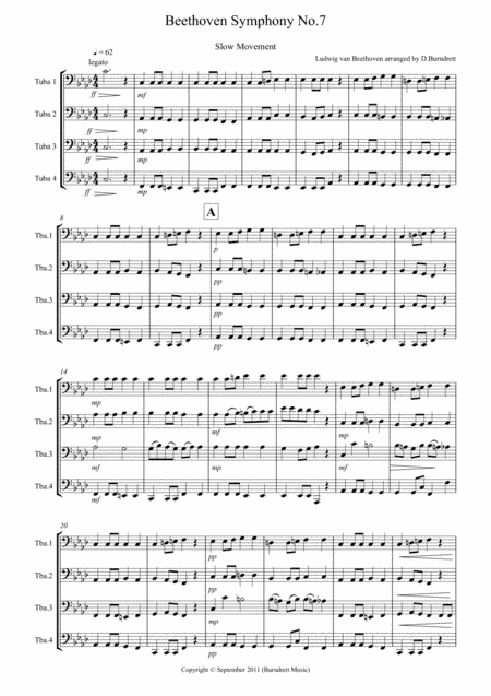 Beethoven Symphony No.7 (movement 2) for Tuba Quartet (arr. David Burndrett)