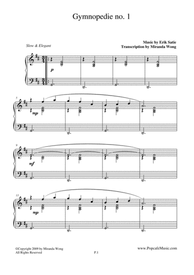 Gymnopedie No.1 - Famous Piano Music No.5 (arr. Miranda Wong)