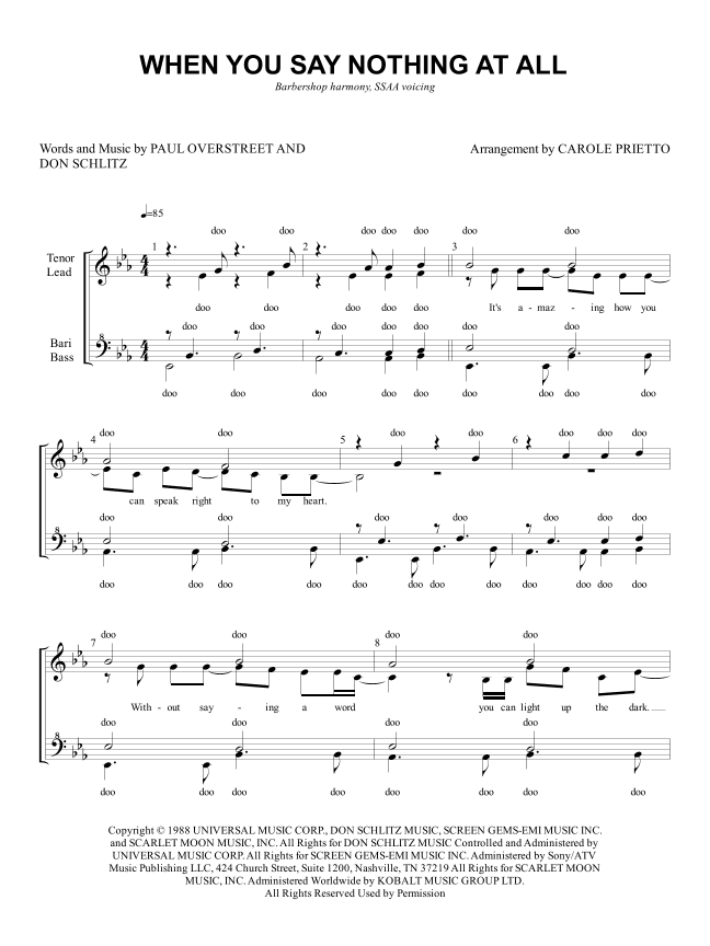 When You Say Nothing At All (arr. CAROLE PRIETTO)