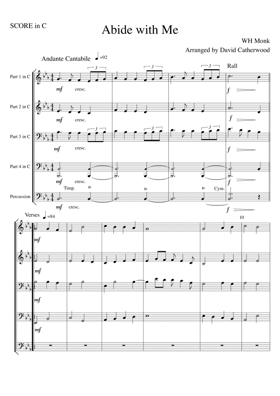 Abide With Me - arr. by David Catherwood for 4 Part Flexible Band/Ensemble with optional Percussion (arr. David Catherwood)