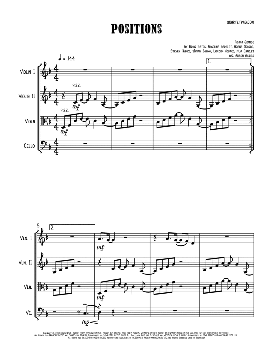 Positions (arr. Alison Gillies)