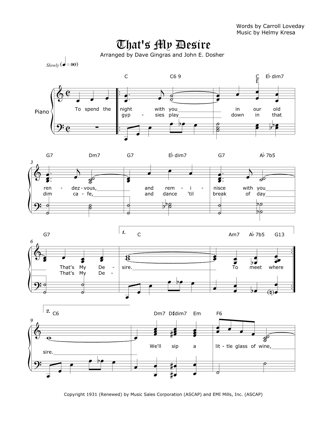 That's My Desire (arr. Dave Gingras and John E. Dosher)