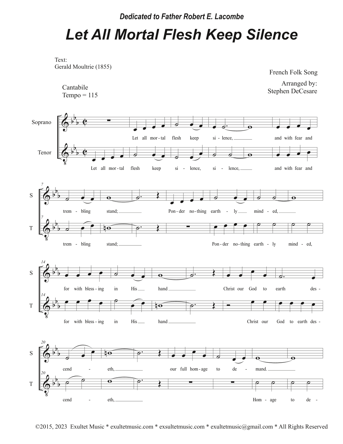 Let All Mortal Flesh Keep Silence (Duet for Soprano and Tenor solo) (arr. Stephen DeCesare)