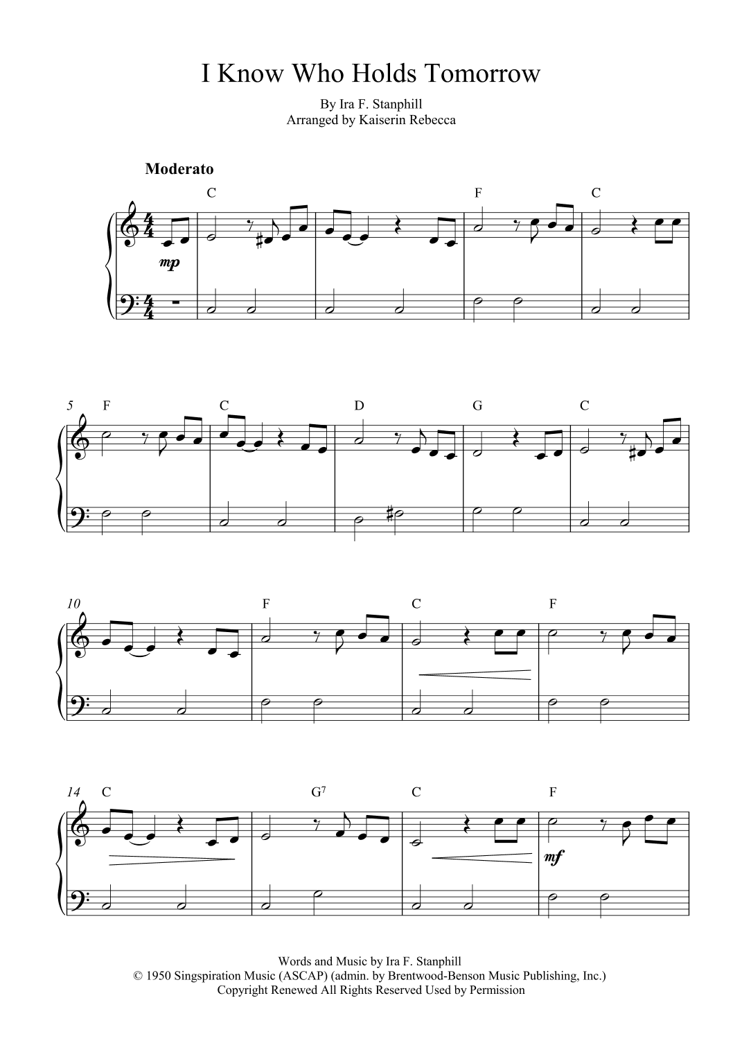 I Know Who Holds Tomorrow (arr. Kaiserin Rebecca)